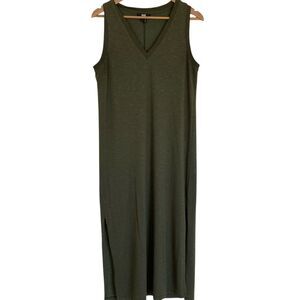 Paige Womens Sleeveless Midi Tank Dress Size‎ L Green Knit V Neck Stretch Comfy